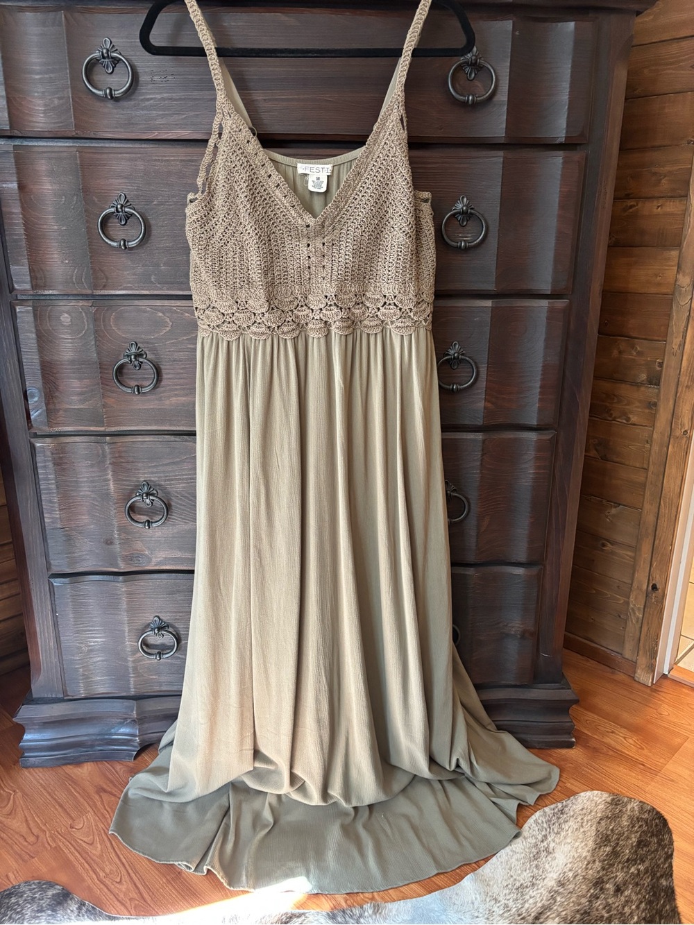 Torrid Festi Dress Size 00, Hunter Green, Crochet Top, Fits like size XL